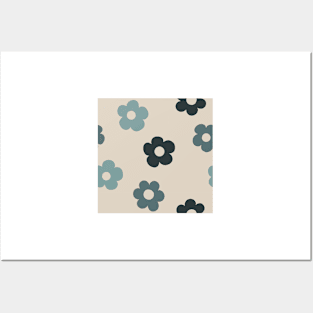 Chunky Retro Flowers - Ocean and Sand Posters and Art